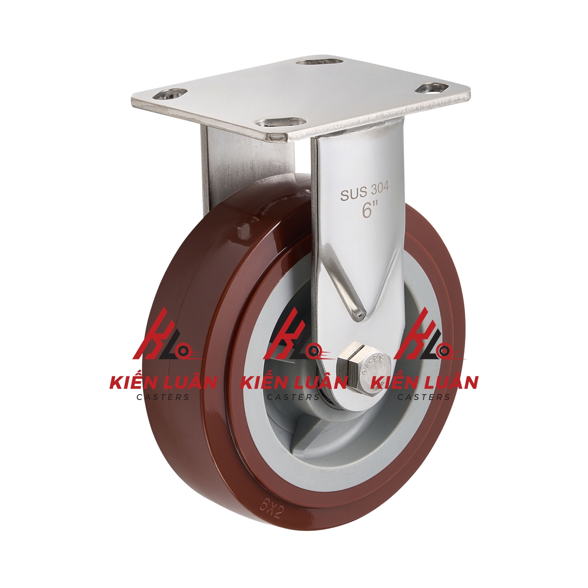 Bánh xe đẩy PU Inox 304 - 4Inch/5Inch/6Inch/8Inch