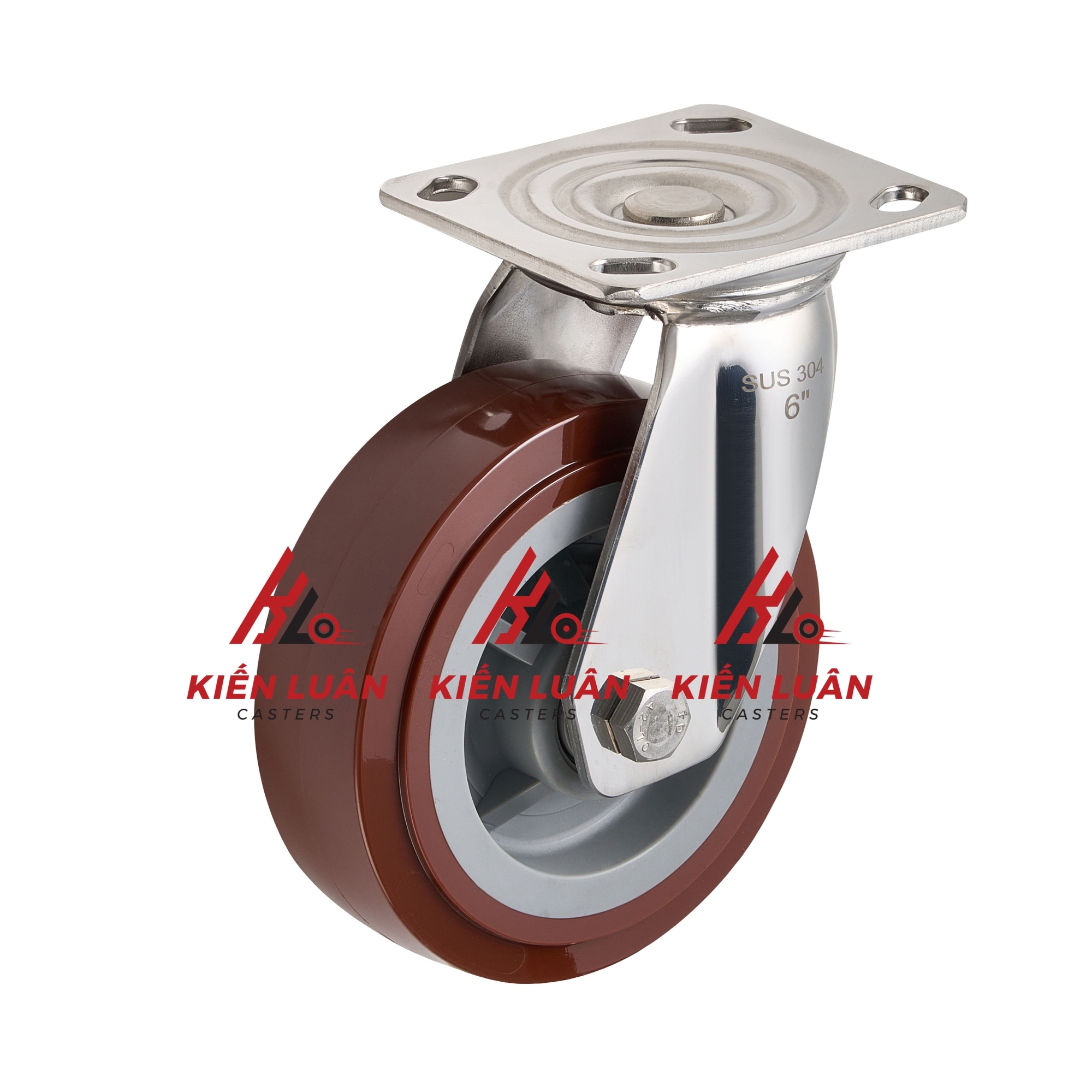 Bánh xe đẩy PU Inox 304 - 4Inch/5Inch/6Inch/8Inch