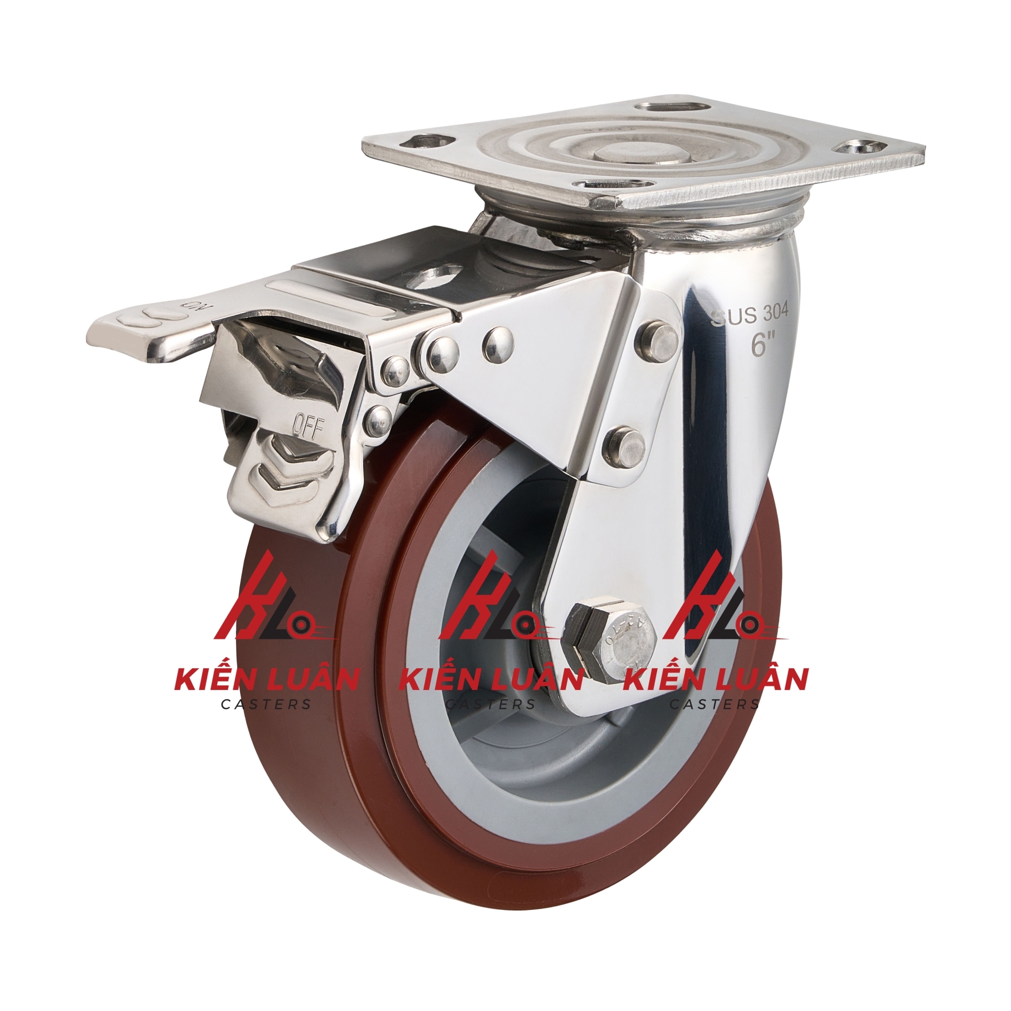 Bánh xe đẩy PU Inox 304 - 4Inch/5Inch/6Inch/8Inch