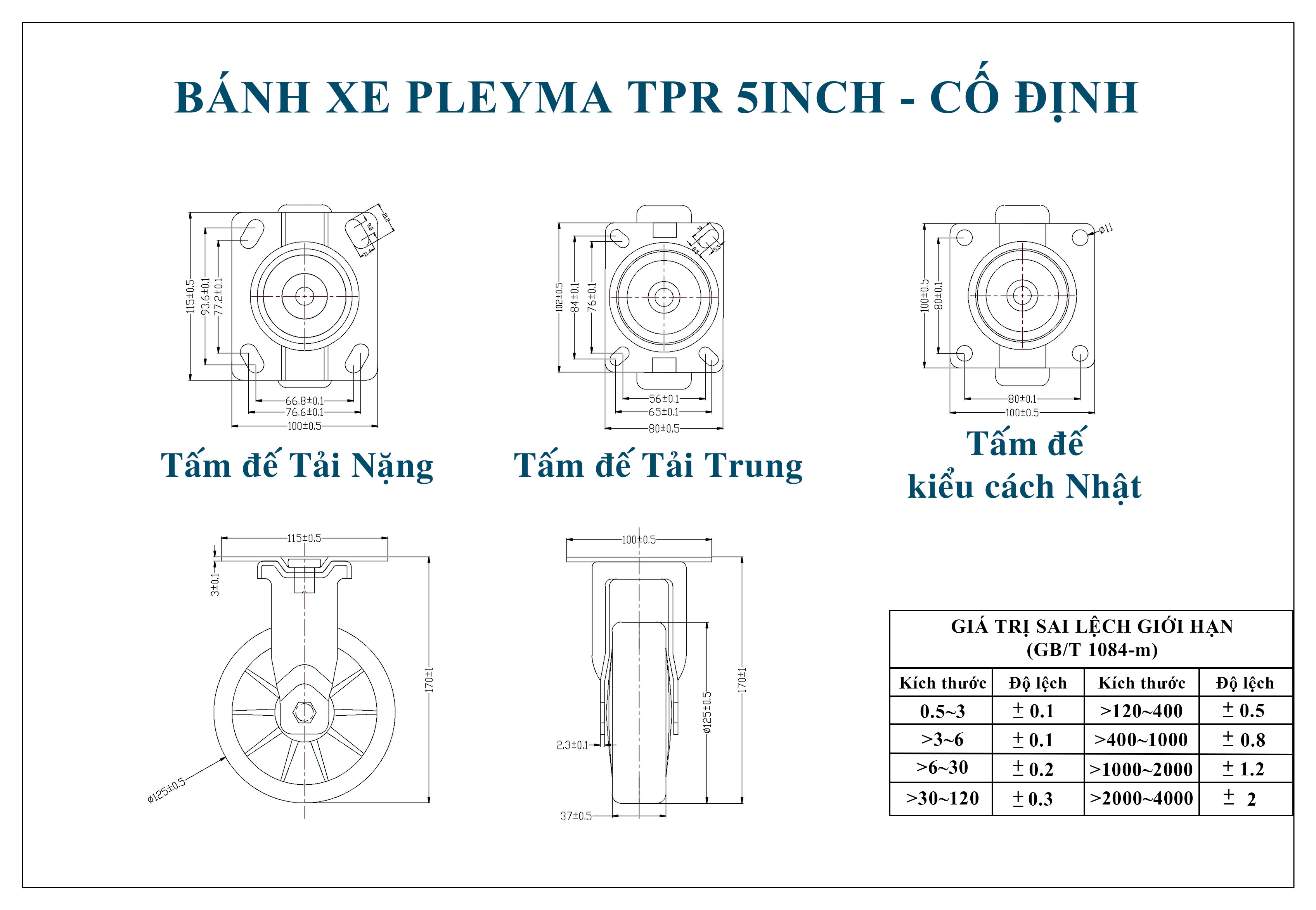 Bản vẽ bánh xe Pleyma TPR 5Inch