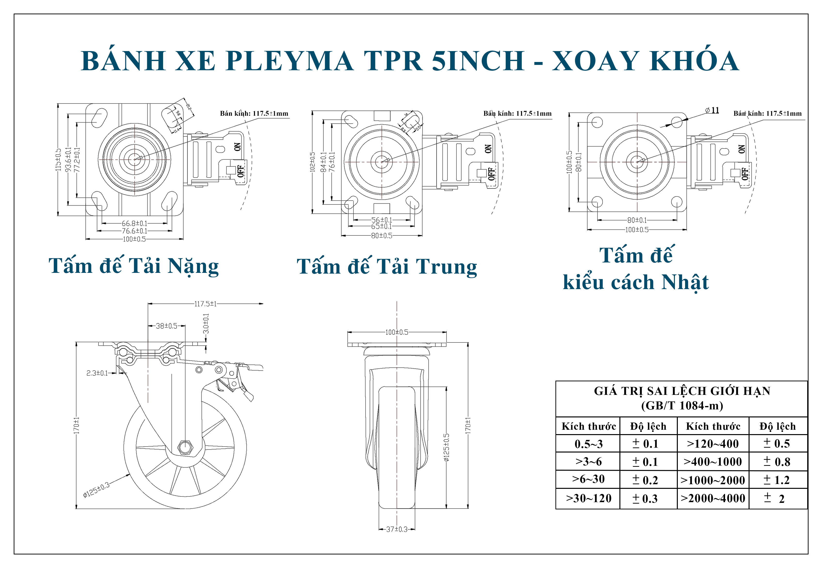 Bản vẽ bánh xe Pleyma TPR 5Inch
